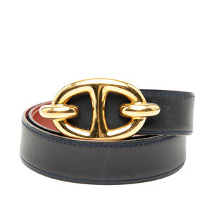 Pre-Loved Hermes Box Calf Chaine d Ancre Reversible Belt 65
